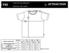 Load image into Gallery viewer, youth t-shirt measurement chart
